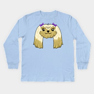 Cute mid long haired shih tzu Kids Long Sleeve T-Shirt